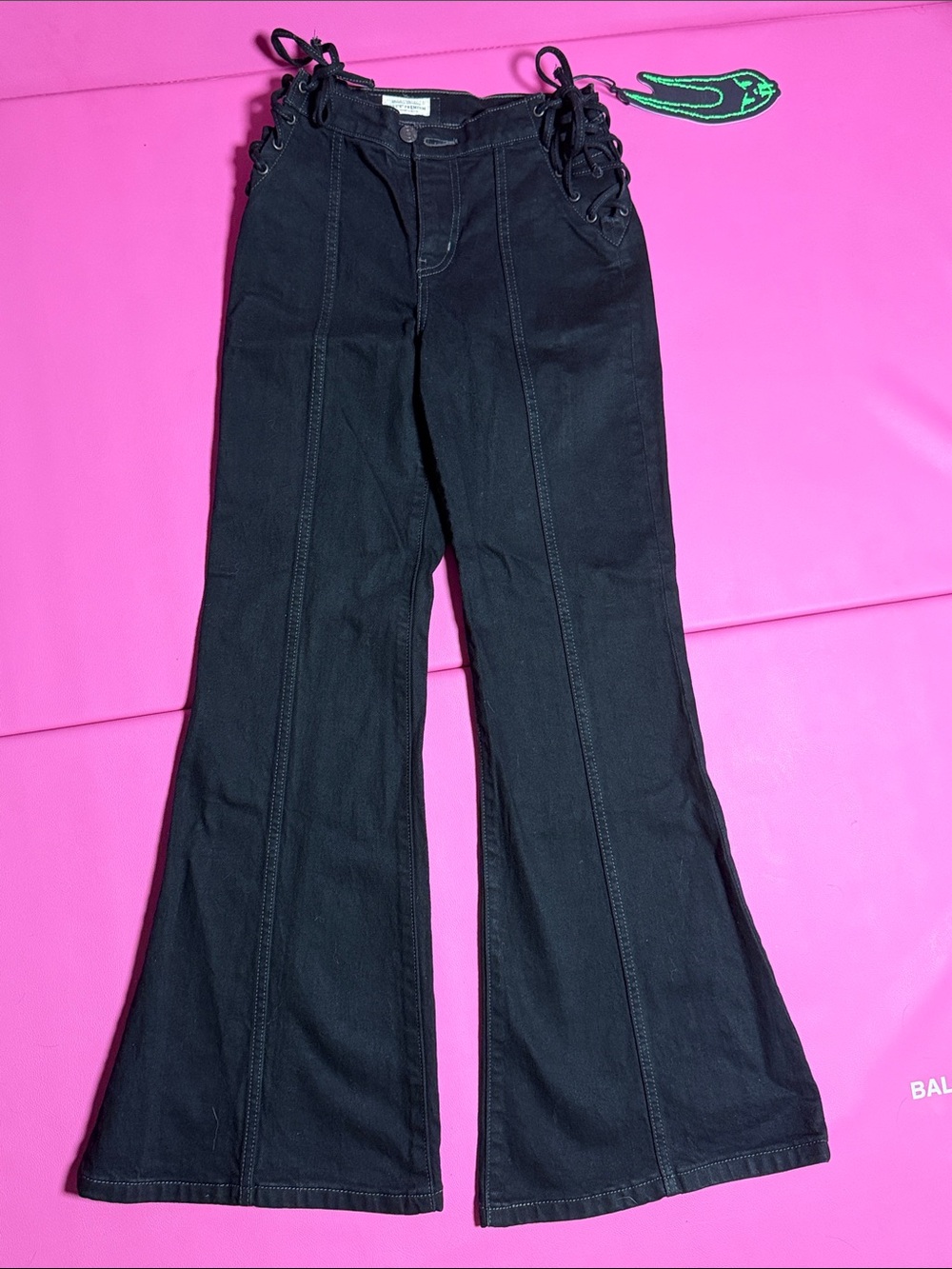 Levi's Black Lace-Up High-Rise Flare Jeans